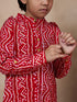 Boys Floral Regular Kurta With Pyjamas (KP-REDBANDHANI)