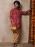 Boys Floral Regular Kurta With Pyjamas (KP-REDBANDHANI)