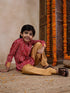 Boys Floral Regular Kurta With Pyjamas (KP-REDBANDHANI)