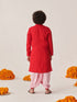 Boys Floral Embroidered Regular Kurta With Dhoti Pants (KP-REDPINKDHOTI)