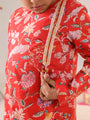 Boys Floral Printed Regular Pure Cotton Kurta With Pyjamas (KP-REDPINKFLOWER)