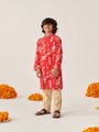 Boys Floral Printed Regular Kurta With Pyjamas (KP-REDRAYONPRINT)