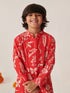 Boys Floral Printed Regular Kurta With Pyjamas (KP-REDRAYONPRINT)