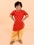 Boys Red Floral Embroidered Pure Cotton Kurta with Dhoti Pants (kp-redelephant)