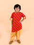 Boys Red Floral Embroidered Pure Cotton Kurta with Dhoti Pants (kp-redelephant)