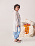 Boys Floral Printed Regular Thread Work Kurta With Dhoti Pants (KP-SCHIFFLYBLUEJAAL)
