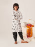 Boys Printed Regular Kurta With Dhoti Pants (KP-WHITEBLACKEMB)