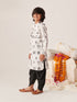 Boys Printed Regular Kurta With Dhoti Pants (KP-WHITEBLACKEMB)