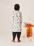 Boys Printed Regular Kurta With Dhoti Pants (KP-WHITEBLACKEMB)