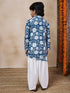 Boys Mandarin Collar Ethnic Motifs Printed Regular Kurta With Salwar (KP-WHITESUNFLOWER)