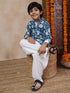 Boys Mandarin Collar Ethnic Motifs Printed Regular Kurta With Salwar (KP-WHITESUNFLOWER)
