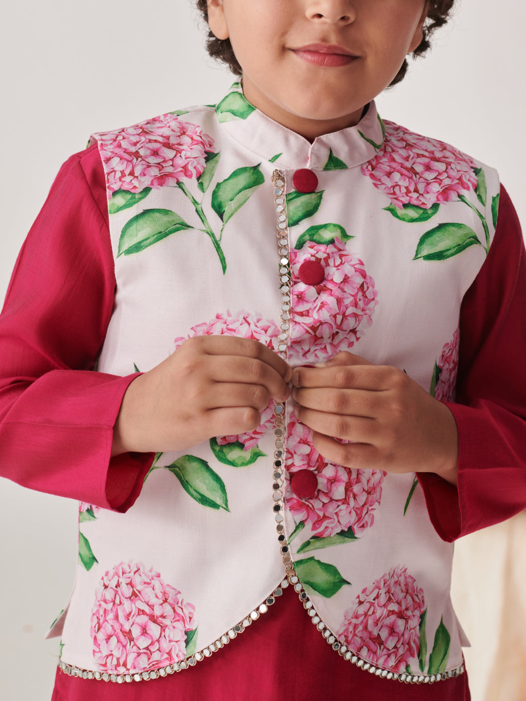 Boys Printed Regular Kurta With Pyjamas (KP-WINETESCA)