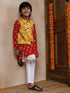 Boys Mandarin Collar Animal Printed Regular Kurta With Pyjamas (KP-YELLOWHATHI)