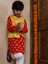 Boys Mandarin Collar Animal Printed Regular Kurta With Pyjamas (KP-YELLOWHATHI)