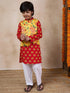 Boys Mandarin Collar Animal Printed Regular Kurta With Pyjamas (KP-YELLOWHATHI)
