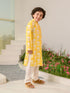 Boys Floral Printed Pure Cotton Kurta with Pyjamas (KP-YELLOWOFFWHITE)