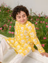 Boys Floral Printed Pure Cotton Kurta with Pyjamas (KP-YELLOWOFFWHITE)