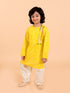 Boys Yellow Bandhani Angrakha Pure Cotton Kurta with Patiala (kp-yellowlurex)