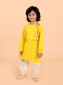 Boys Yellow Bandhani Angrakha Pure Cotton Kurta with Patiala (kp-yellowlurex)