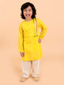 Boys Yellow Bandhani Angrakha Pure Cotton Kurta with Patiala (kp-yellowlurex)
