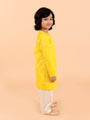Boys Yellow Bandhani Angrakha Pure Cotton Kurta with Patiala (kp-yellowlurex)