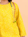 Boys Yellow Bandhani Angrakha Pure Cotton Kurta with Patiala (kp-yellowlurex)