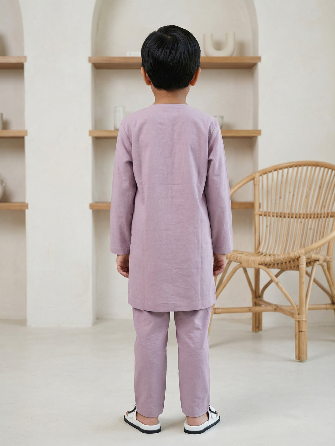 Pspeaches Boys Neon Pink Ethnic Embroidered Straight Fit Cotton flex Kurta With Pyjamas ( Sku-Kp-Pinkflex )