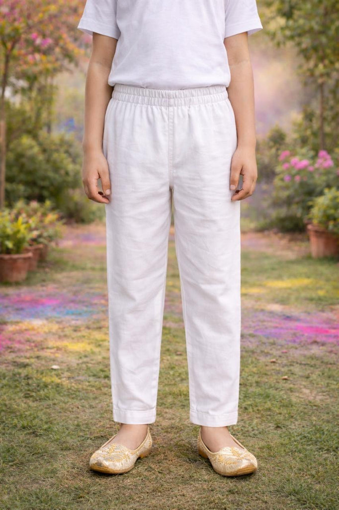 Pspeaches Boys White Ethnic Shibori A-Line Cotton Kurta With Pyjamas ( Sku-Kp-Pinkgreenshib )