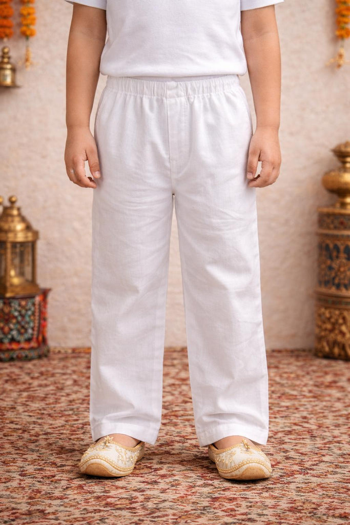 Pspeaches Boys White & Pink Ethnic shibori Straight Fit Cotton Kurta With Pyjamas ( Sku-Kp-Purpleshib )