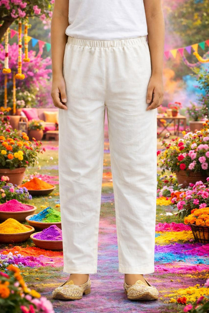 Pspeaches Boys White Ethnic Solid A-Line Cotton Kurta With Pyjamas ( Sku-Kp-White )