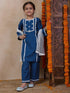 Girls Floral Yoke Design Regular Kurta With Trousers Dupatta (KS-BLUEEMB)