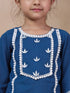 Girls Floral Yoke Design Regular Kurta With Trousers Dupatta (KS-BLUEEMB)