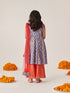 Girls Floral Printed Empire Gotta Patti Kurta With Palazzos With Dupatta (KS-BLUEORANGEFOIL)