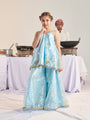 Girls Printed Regular Kurta With Palazzos (KS-BLUESHIMMARI)