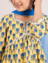 Girls Floral Printed Empire A-Line Pure Cotton Kurta with Trousers & Dupatta (KS-BLUESUNFLOWER)
