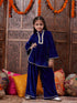 Girls Yoke Design Mandarin Collar Regular Gotta Patti Velvet Kurta with Salwar (KS-BLUEVELVET)