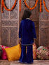 Girls Yoke Design Mandarin Collar Regular Gotta Patti Velvet Kurta with Salwar (KS-BLUEVELVET)