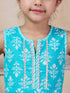 Girls Floral Printed Regular Kurti With Pyjamas With Dupatta (KS-BLUEWHITEBOOTI)