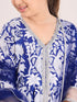 Girls Floral Printed A-Line Pure Cotton Kurta with Palazzos & Dupatta (KS-BLUEWHITEORGANZA)