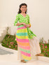 Girls Floral Printed Angrakha Gotta Patti Cotton Kurti With Sharara Dupatta (KS-GREENOFFWHITELUREX)