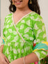 Girls Floral Printed Angrakha Gotta Patti Cotton Kurti With Sharara Dupatta (KS-GREENOFFWHITELUREX)