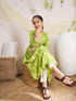 Girls Floral Printed A-Line Empire Kurta with Trousers & Dupatta (KS-GREENSLUBFLORAL)