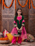 Girls Gotta Patti Detail Anarkali Velvet Kurta & Trousers With Dupatta (KS-GREENVELVET)