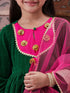 Girls Gotta Patti Detail Anarkali Velvet Kurta & Trousers With Dupatta (KS-GREENVELVET)