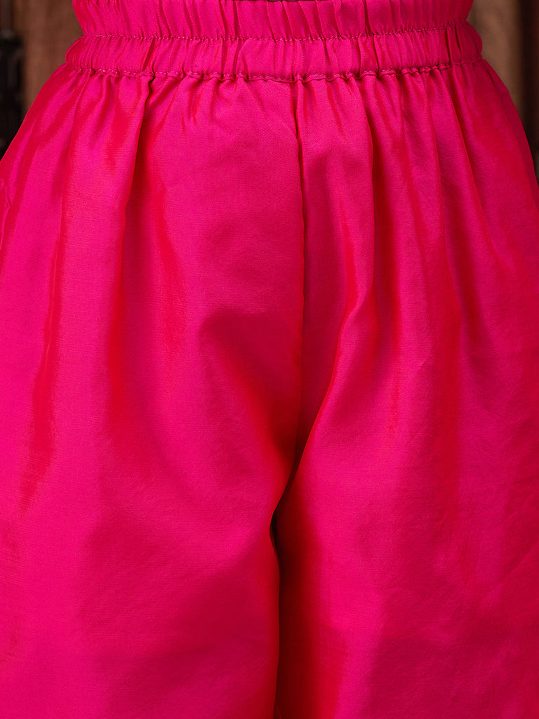 Girls Gotta Patti Detail Anarkali Velvet Kurta & Trousers With Dupatta (KS-GREENVELVET)