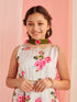 Girls Floral Printed Regular Gotta Patti Kurta With Palazzos With Dupatta (KS-LTBLUEDUPION)