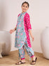 Girls Floral Printed Mandarin Collar Pure Cotton Kurta with Salwar (KS-MAGENTAAPRON)