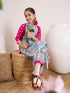 Girls Floral Printed Mandarin Collar Pure Cotton Kurta with Salwar (KS-MAGENTAAPRON)