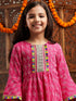Pspeaches Girls Magenta Ethnic Motifs Printed Regular Kurta With Pyjamas (KS-MAGENTADOBBY)