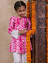 Girls Geometric Printed Tie-Up Neck A-Line Kurta With Trousers (KS-MAGENTASHIBORI)